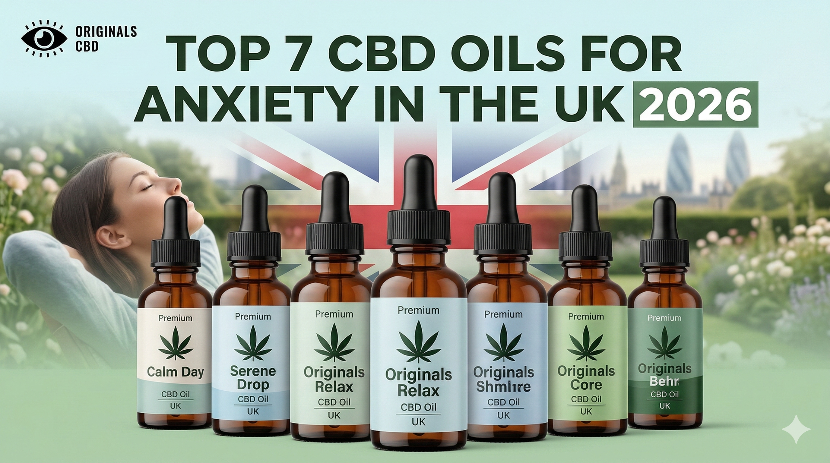 A blog header image showing 7 cbd oils for anxiety in UK