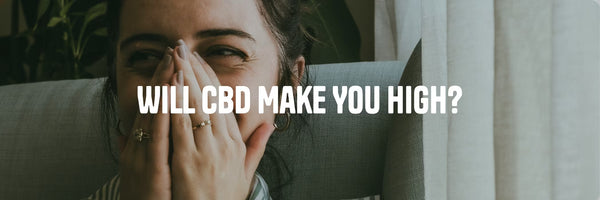 Woman smiling and covering her face with her hand suggesting relief and calm - Will CBD Make You High guide by Originals CBD